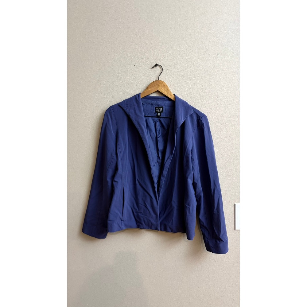 Eileen Fisher Blazer PM Purple Petite Italian Wool Blend Open Front Jacket